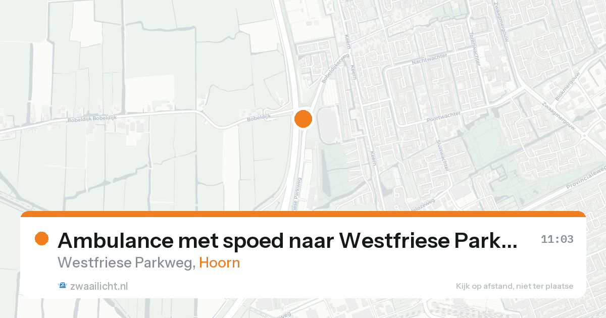 Ambulance met spoed naar Westfriese Parkweg in Hoorn — 16 aug 2026