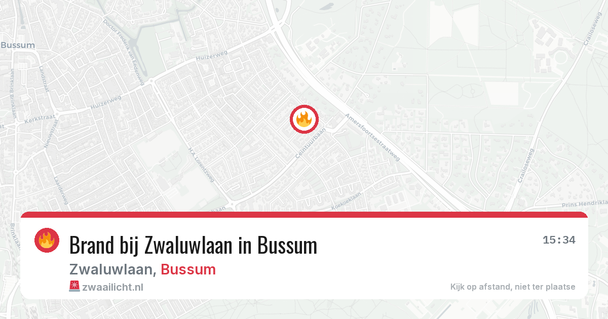 Brand bij Zwaluwlaan in Bussum — 27 mei 2026