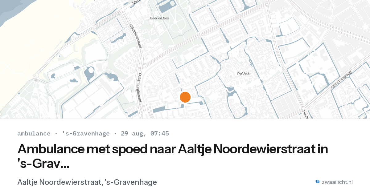 Ambulance met spoed naar Aaltje Noordewierstraat in 's-Gravenhage — 29 aug 2026