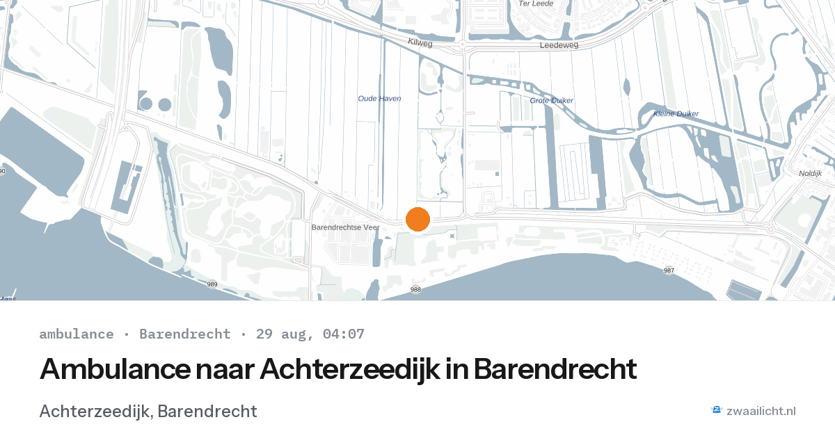 Ambulance naar Achterzeedijk in Barendrecht — 29 aug 2026