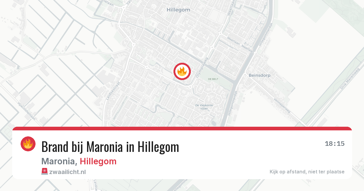 Brand bij Maronia in Hillegom — 11 aug 2026