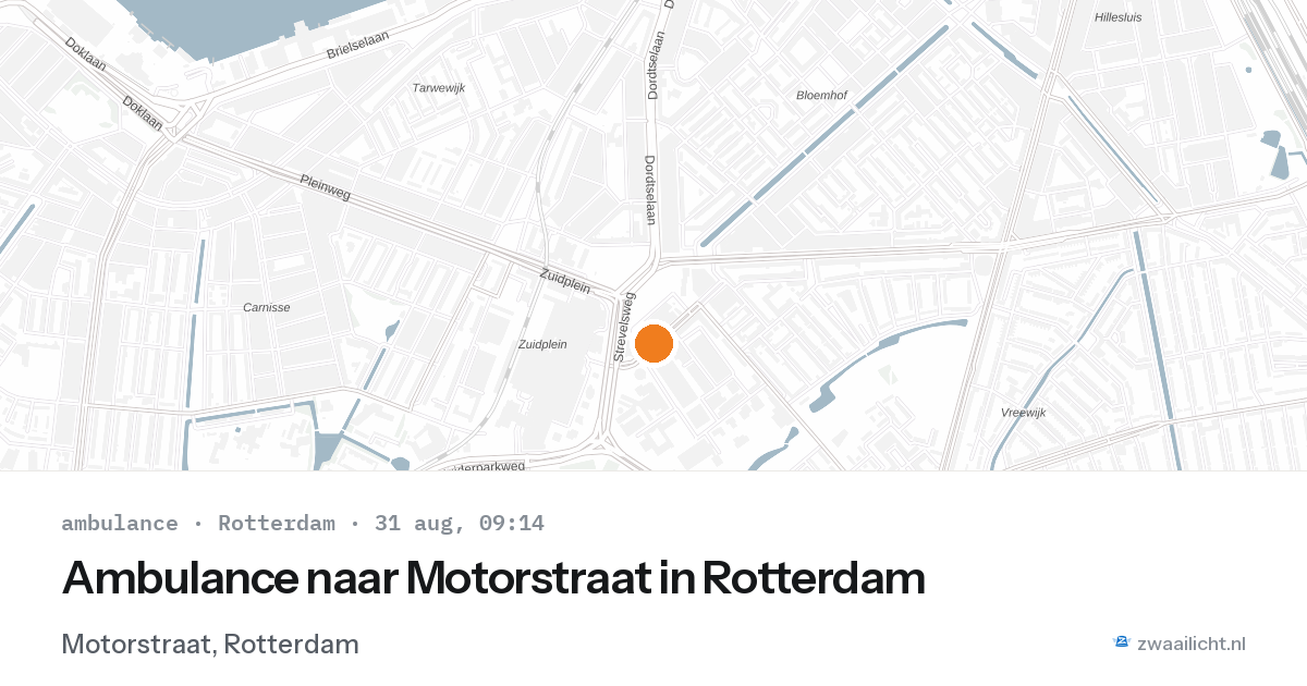 Ambulance naar Motorstraat in Rotterdam — 31 aug 2026