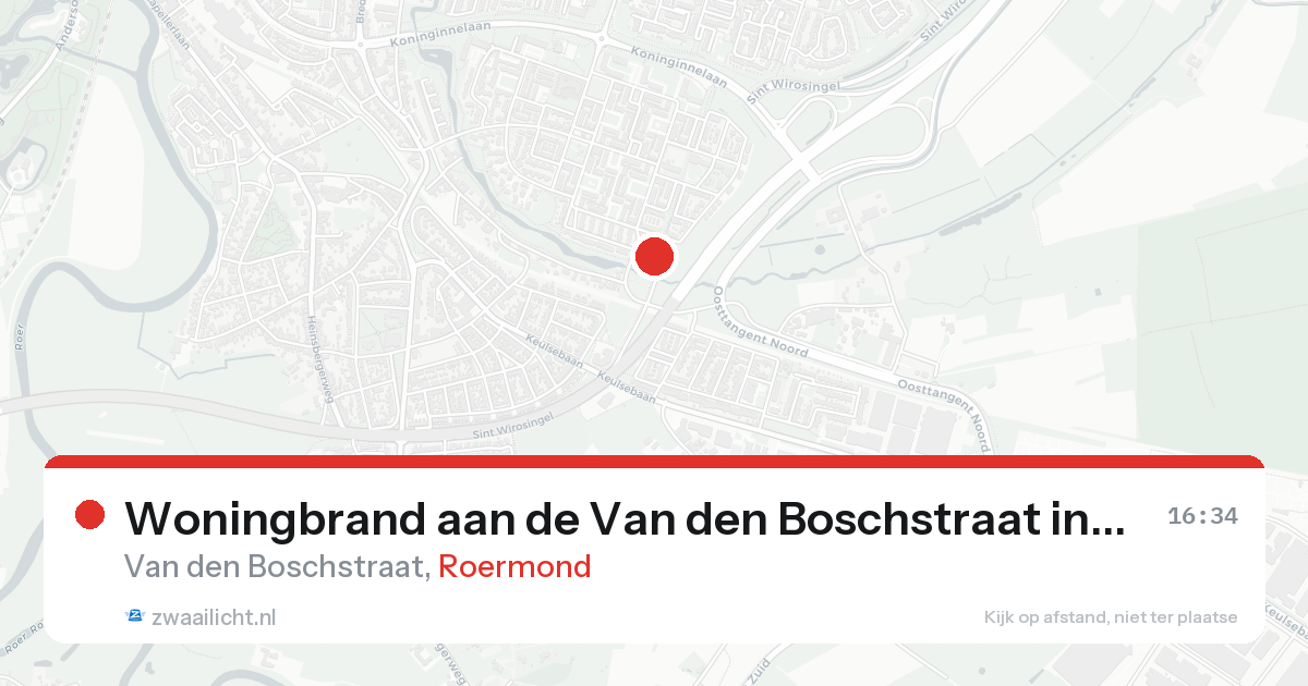 Woningbrand aan de Van den Boschstraat in Roermond — 15 aug 2026