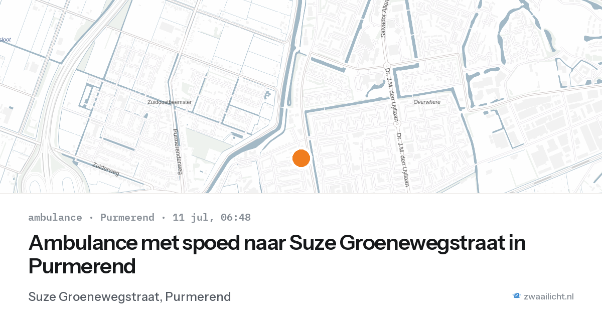 Ambulance met spoed naar Suze Groenewegstraat in Purmerend — 11 jul 2026