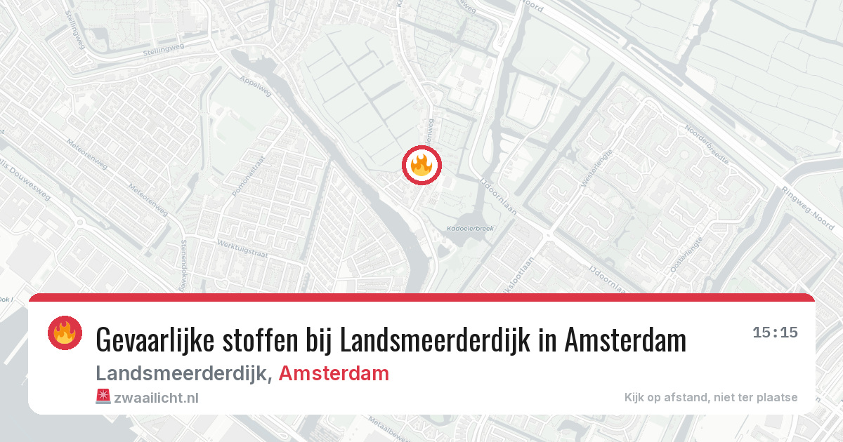 Gevaarlijke stoffen bij Landsmeerderdijk in Amsterdam — 21 apr 2026