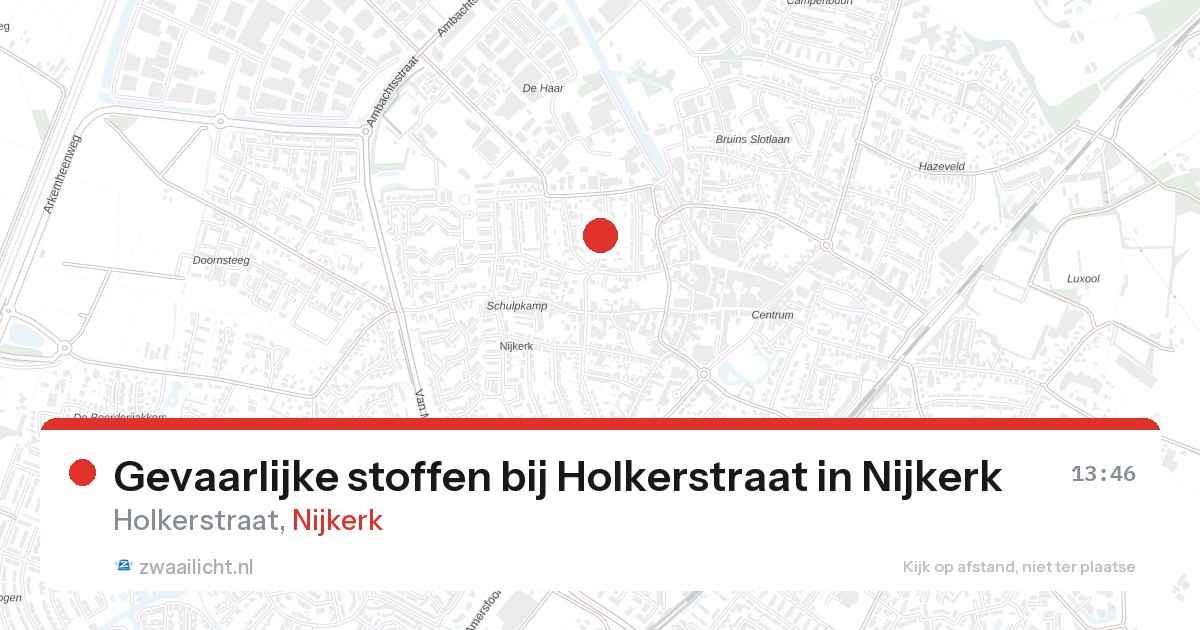 Gevaarlijke stoffen bij Holkerstraat in Nijkerk — 16 apr 2026
