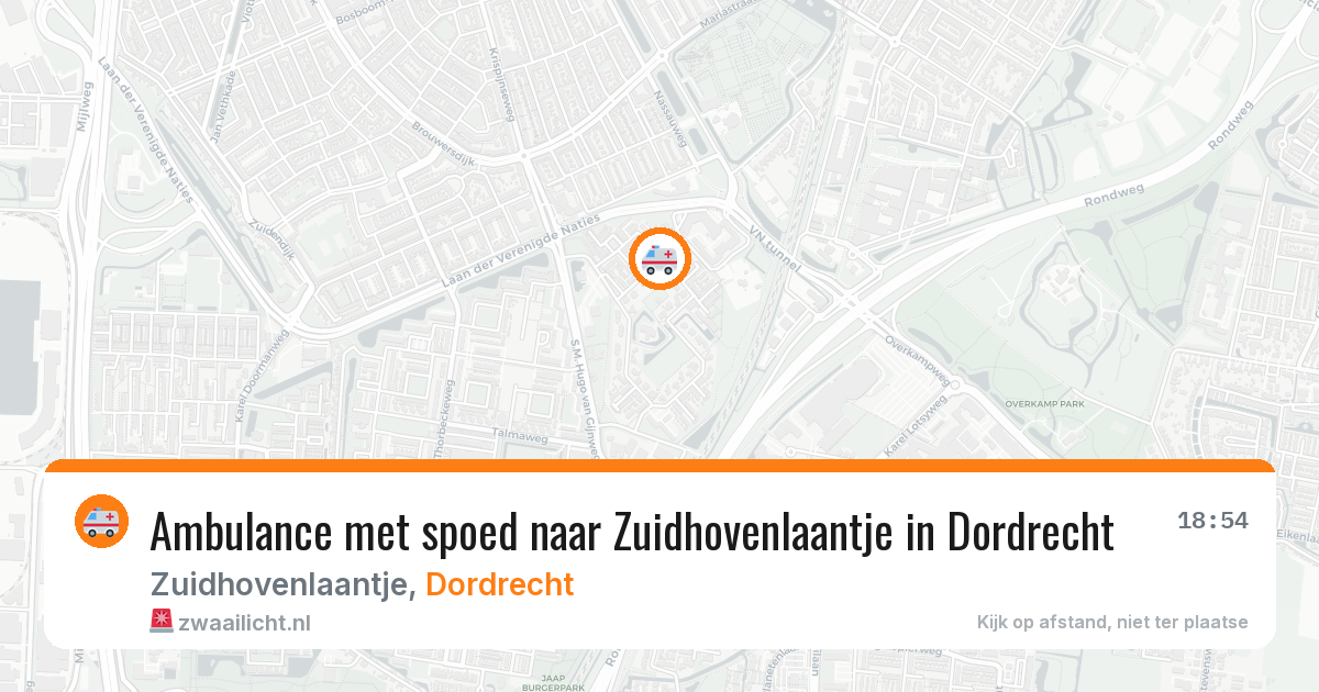 Ambulance met spoed naar Zuidhovenlaantje in Dordrecht — 24 jul 2026