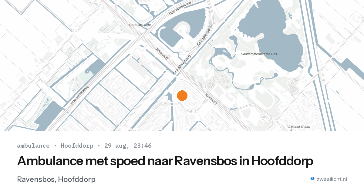 Ambulance met spoed naar Ravensbos in Hoofddorp — 29 aug 2026