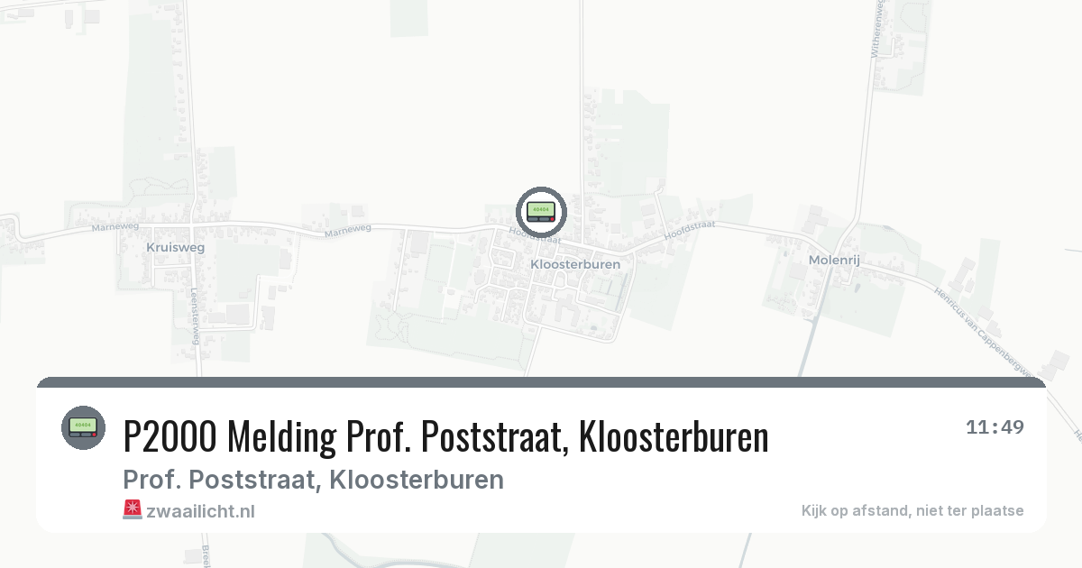 P2000 Melding Prof. Poststraat, Kloosterburen — 22 jul 2026