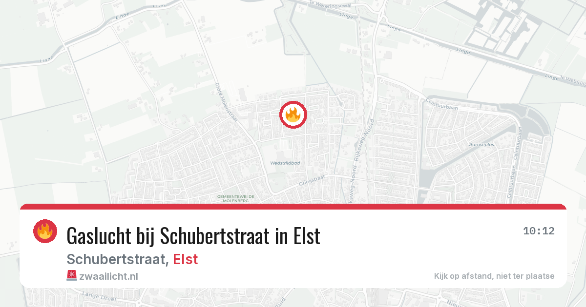 Gaslucht bij Schubertstraat in Elst — 17 jun 2026