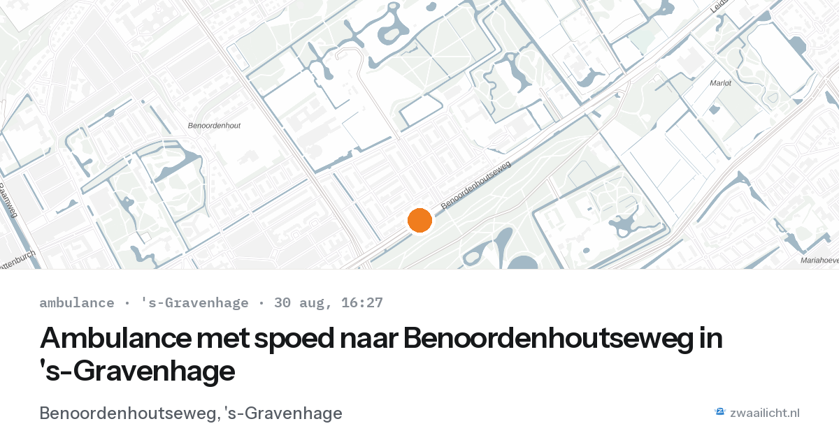 Ambulance met spoed naar Benoordenhoutseweg in 's-Gravenhage — 30 aug 2026