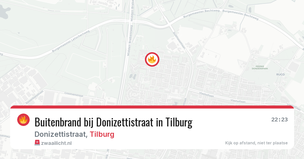 Buitenbrand bij Donizettistraat in Tilburg — 4 jul 2026