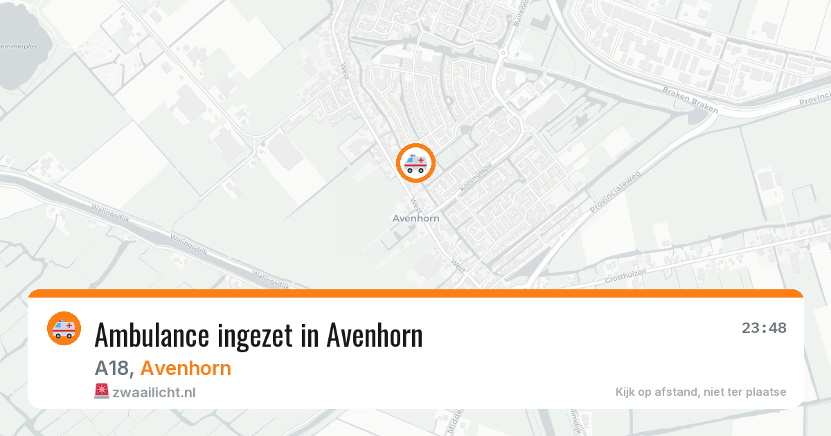 Ambulance ingezet in Avenhorn — 29 mrt 2026 | 🚨 Zwaailicht.nl