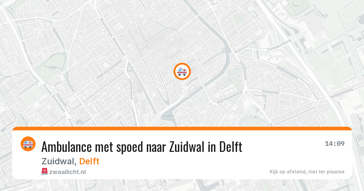 Ambulance met spoed naar Zuidwal in Delft — 11 aug 2026