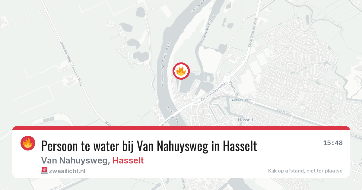 Persoon te water bij Van Nahuysweg in Hasselt — 8 jul 2026