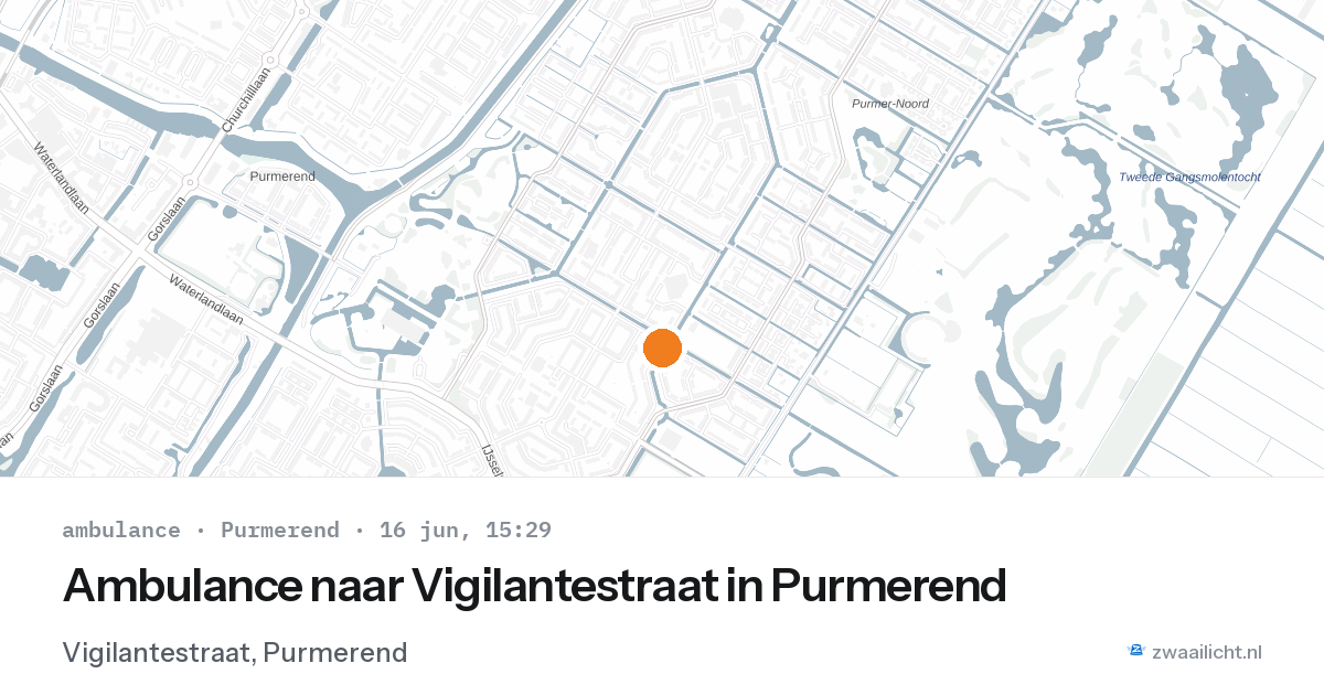 Ambulance naar Vigilantestraat in Purmerend — 16 jun 2026