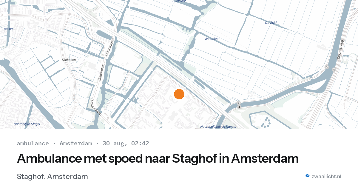 Ambulance met spoed naar Staghof in Amsterdam — 30 aug 2026
