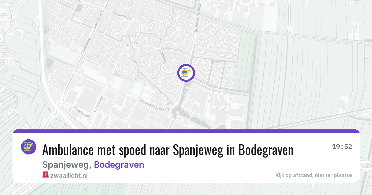 Ambulance met spoed naar Spanjeweg in Bodegraven — 19 jun 2026