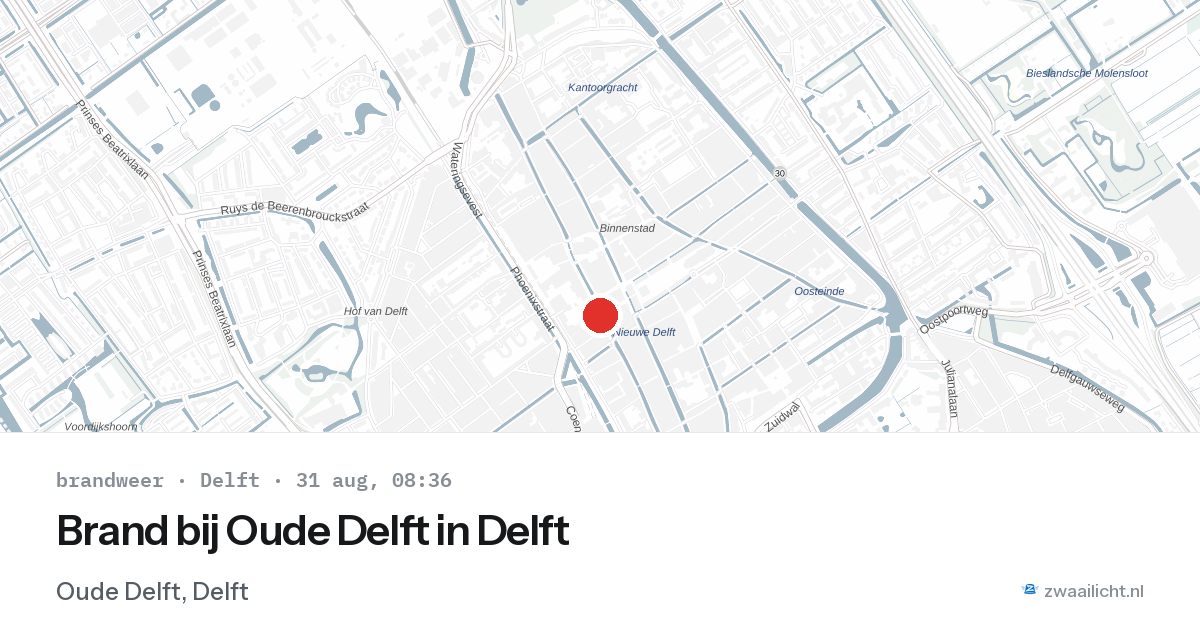 Brand bij Oude Delft in Delft — 31 aug 2026