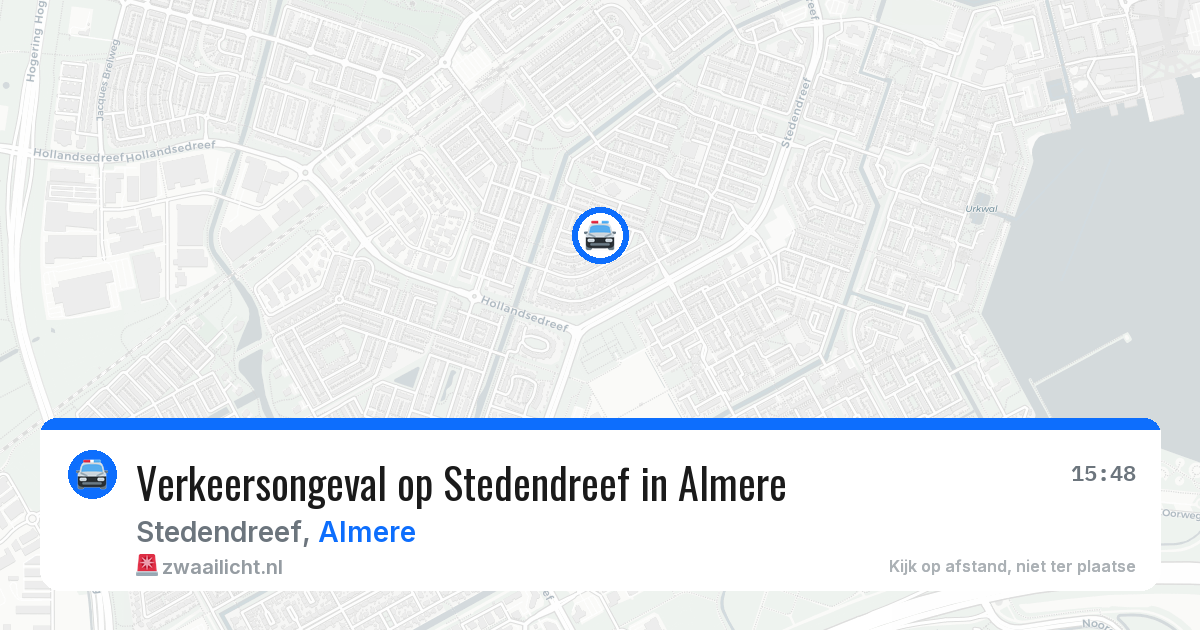 Verkeersongeval op Stedendreef in Almere — 15 jun 2026