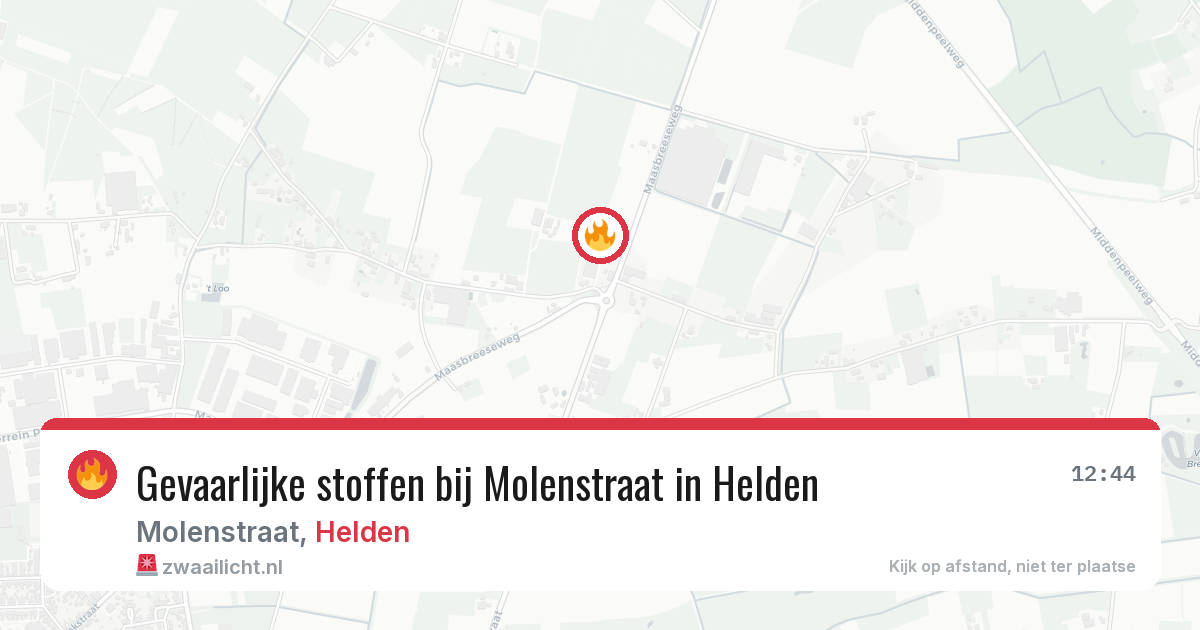 Gevaarlijke stoffen bij Molenstraat in Helden — 29 jun 2026
