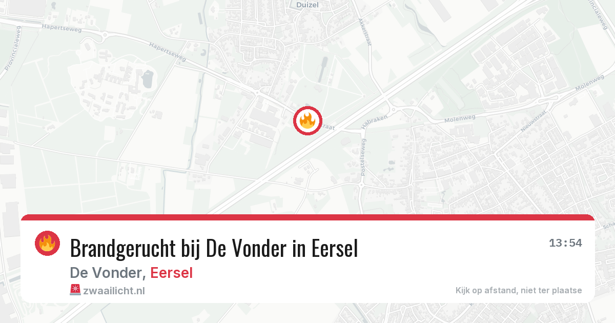 Brandgerucht bij De Vonder in Eersel — 6 jun 2026