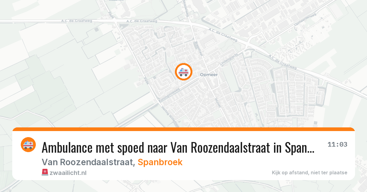 Ambulance met spoed naar Van Roozendaalstraat in Spanbroek — 26 apr 2026