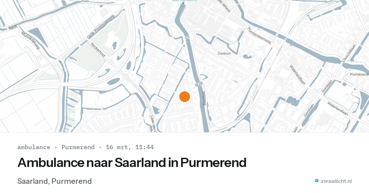 Ambulance naar Saarland in Purmerend — 16 mrt 2026