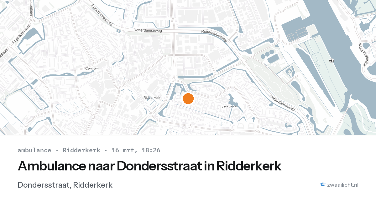 Ambulance naar Dondersstraat in Ridderkerk — 16 mrt 2026