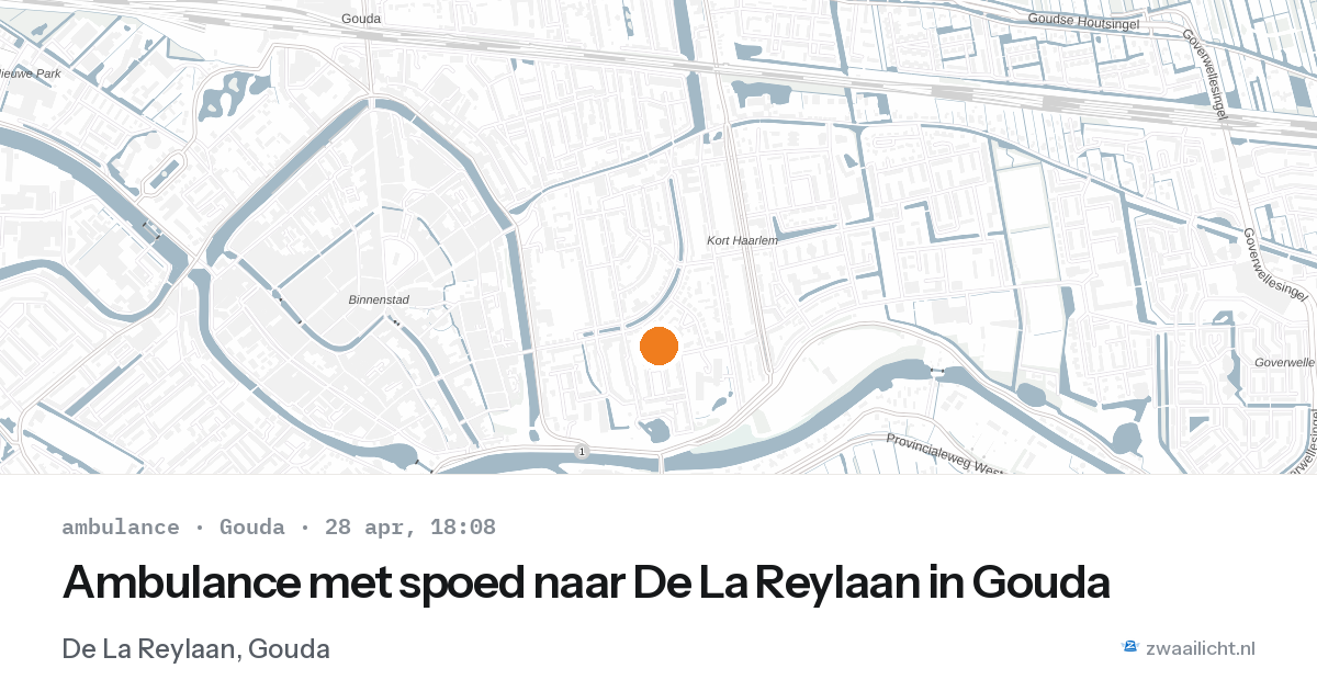 Ambulance met spoed naar De La Reylaan in Gouda — 28 apr 2026