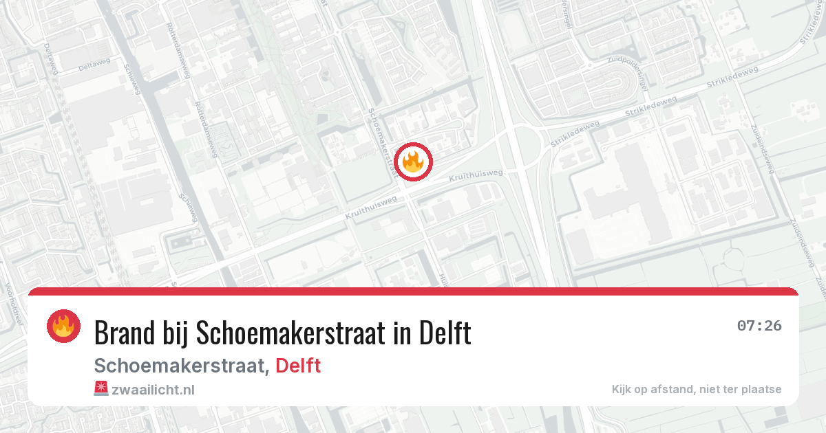 Brand bij Schoemakerstraat in Delft — 31 jul 2026