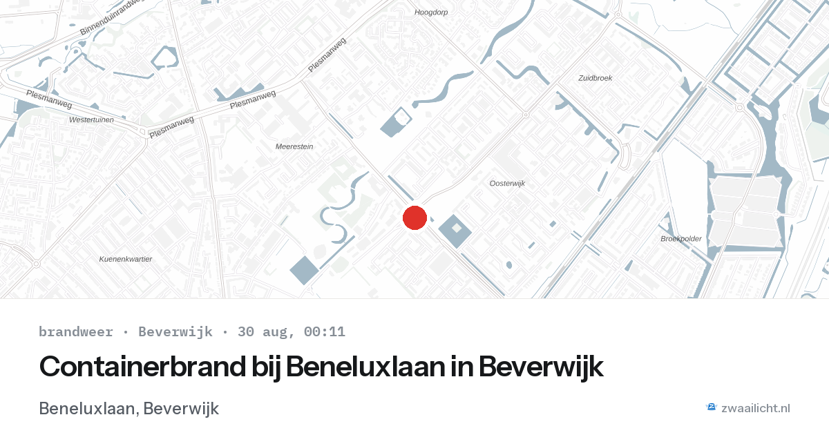 Containerbrand bij Beneluxlaan in Beverwijk — 29 aug 2026