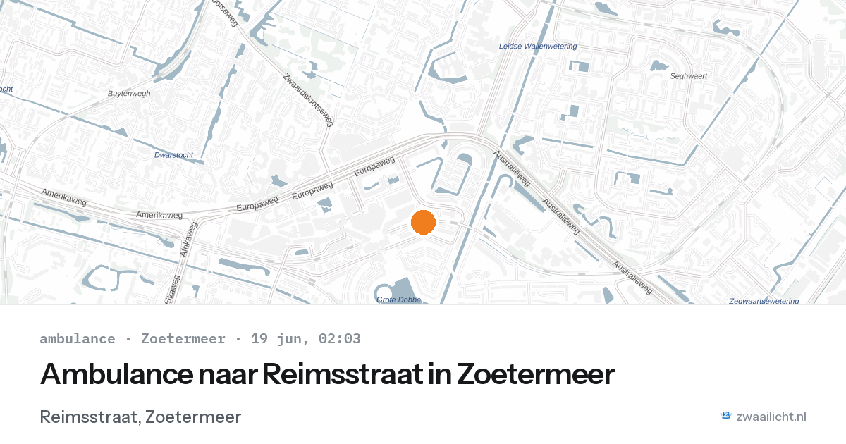 Ambulance naar Reimsstraat in Zoetermeer — 19 jun 2026