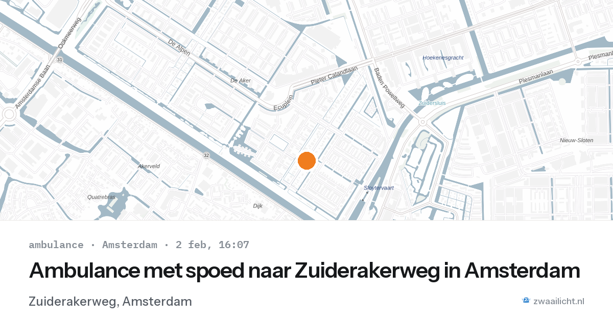 Ambulance met spoed naar Zuiderakerweg in Amsterdam — 2 feb 2026