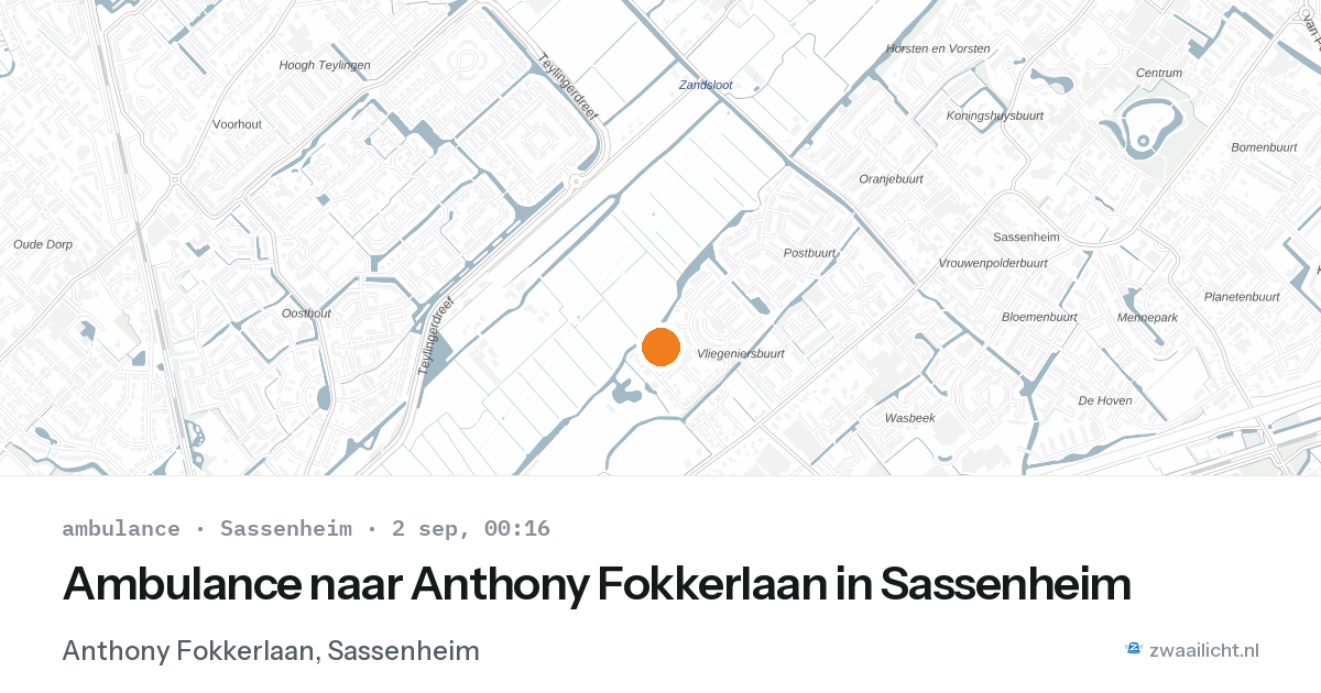 Ambulance naar Anthony Fokkerlaan in Sassenheim — 1 sep 2026