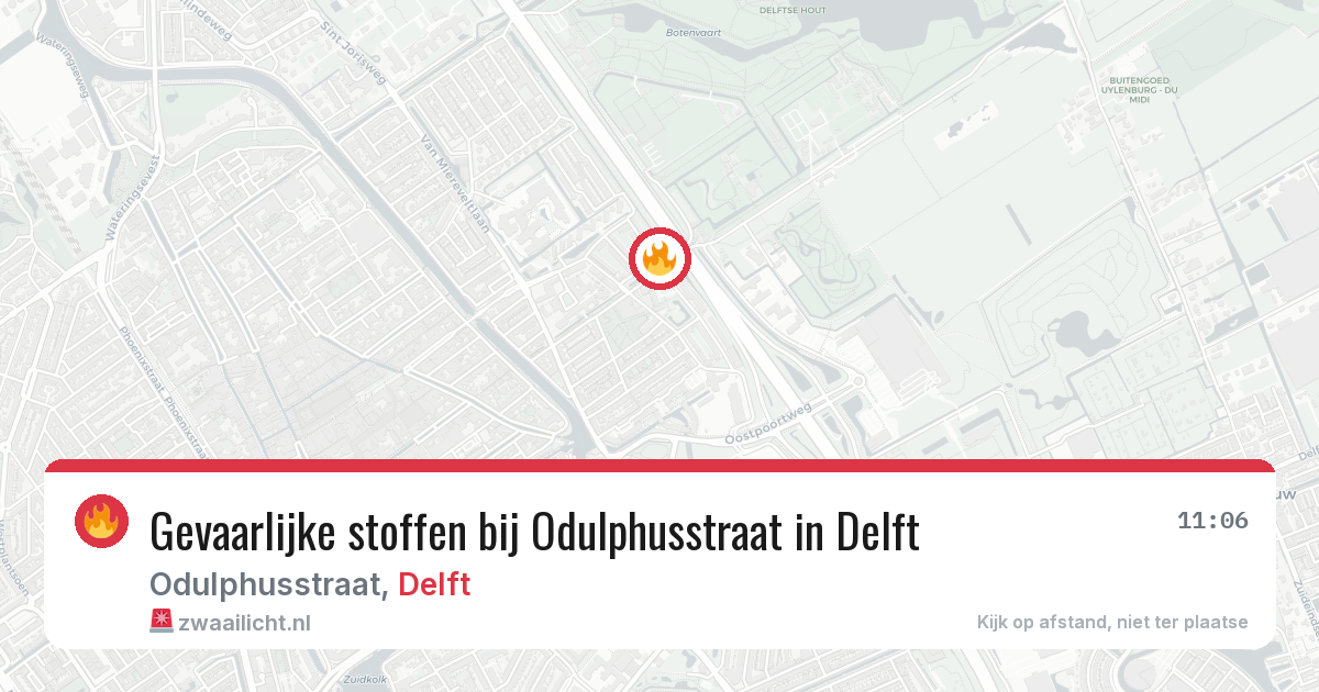 Gevaarlijke stoffen bij Odulphusstraat in Delft — 26 mei 2026