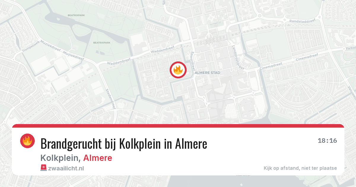 Brandgerucht bij Kolkplein in Almere — 9 mei 2026