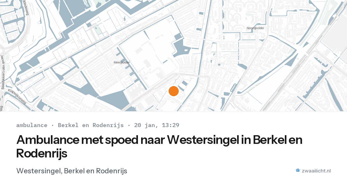 Ambulance met spoed naar Westersingel in Berkel en Rodenrijs — 20 jan 2026
