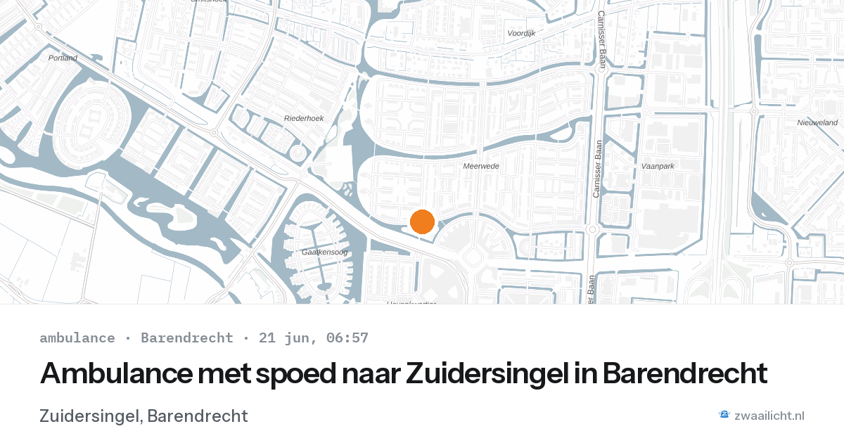 Ambulance met spoed naar Zuidersingel in Barendrecht — 21 jun 2026