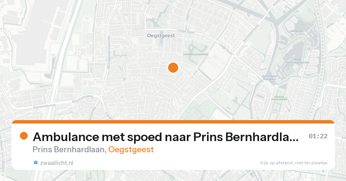 Ambulance met spoed naar Prins Bernhardlaan in Oegstgeest — 22 aug 2026