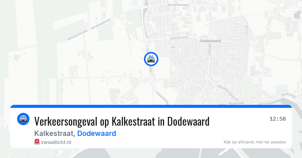 Verkeersongeval op Kalkestraat in Dodewaard — 11 apr 2026