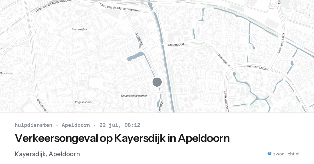 Verkeersongeval op Kayersdijk in Apeldoorn — 22 jul 2026