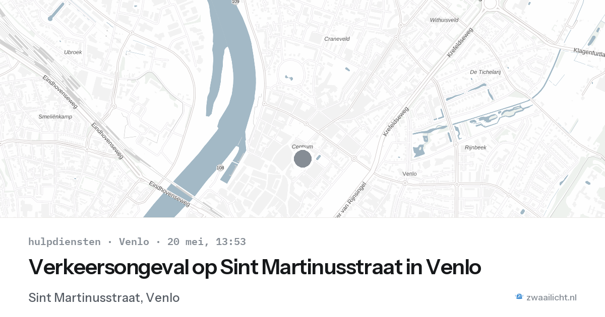 Verkeersongeval op Sint Martinusstraat in Venlo — 20 mei 2026