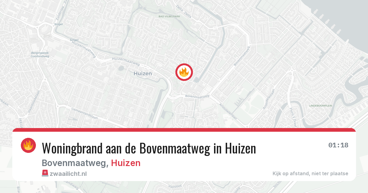 Woningbrand aan de Bovenmaatweg in Huizen — 3 jun 2026