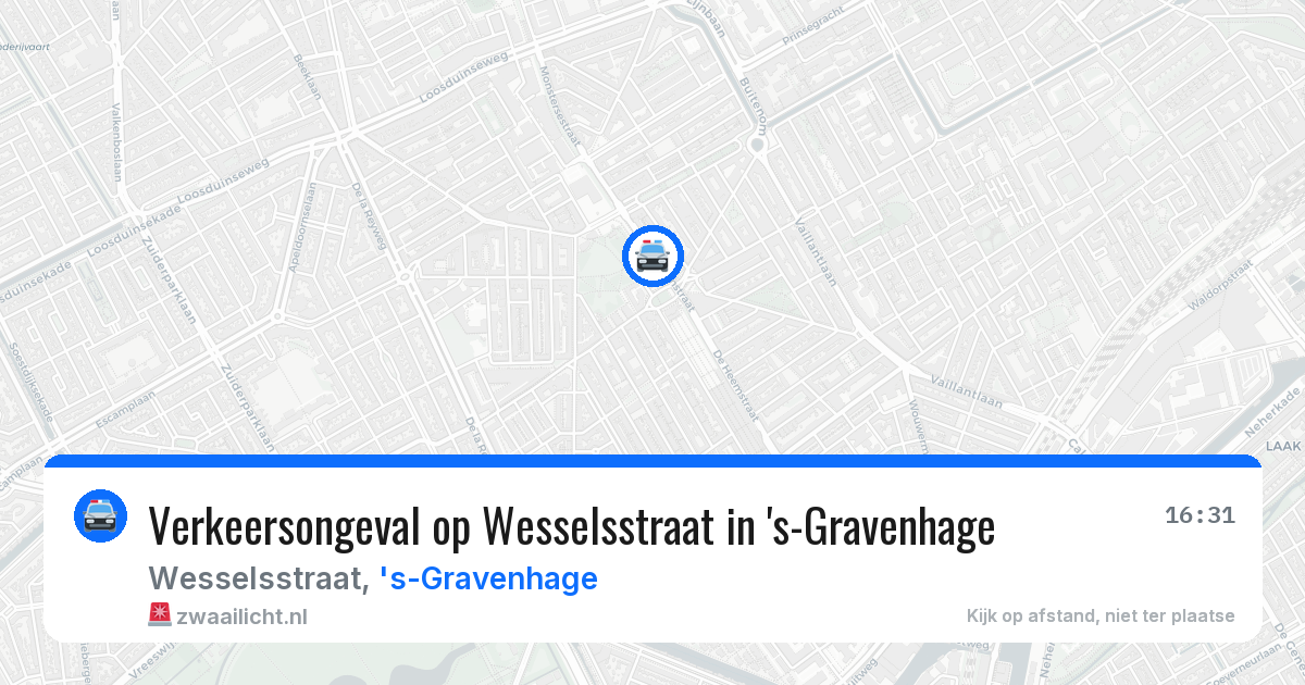 Verkeersongeval op Wesselsstraat in 's-Gravenhage — 28 jul 2026