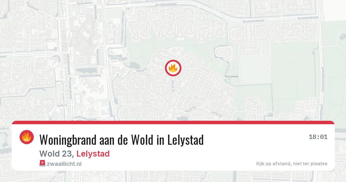 Woningbrand aan de Wold in Lelystad — 12 aug 2026