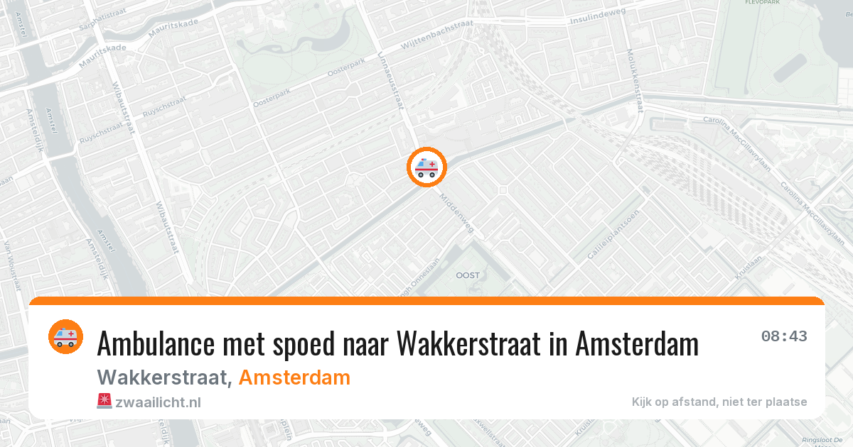 Ambulance met spoed naar Wakkerstraat in Amsterdam — 16 mei 2026