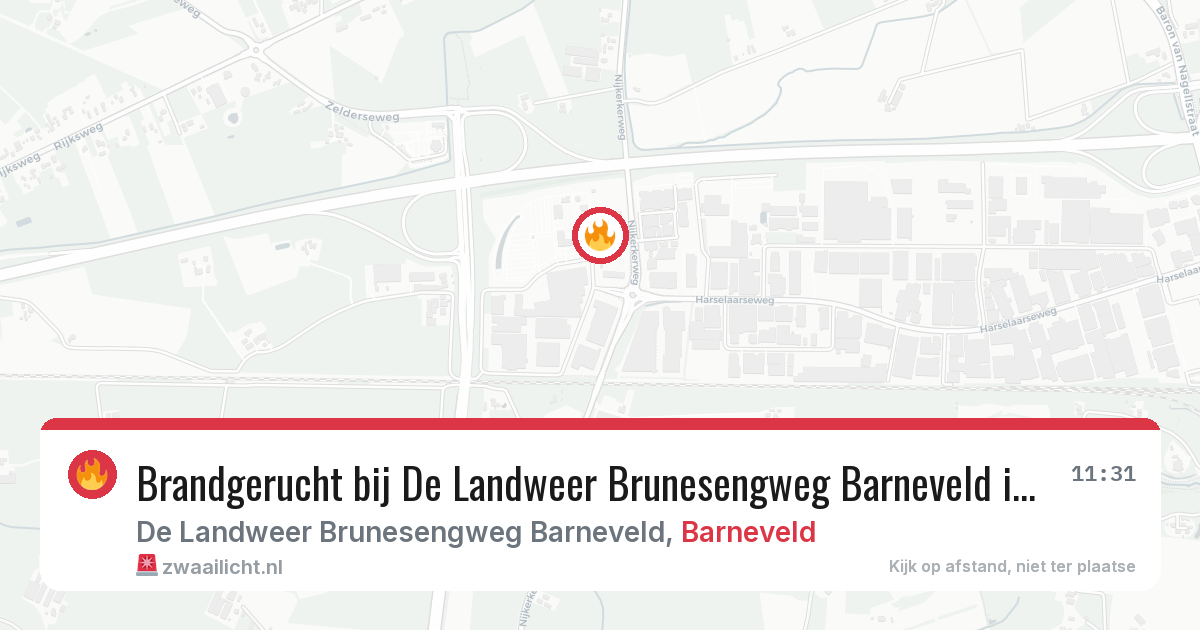Brandgerucht bij De Landweer Brunesengweg Barneveld in Barneveld — 5 aug 2026