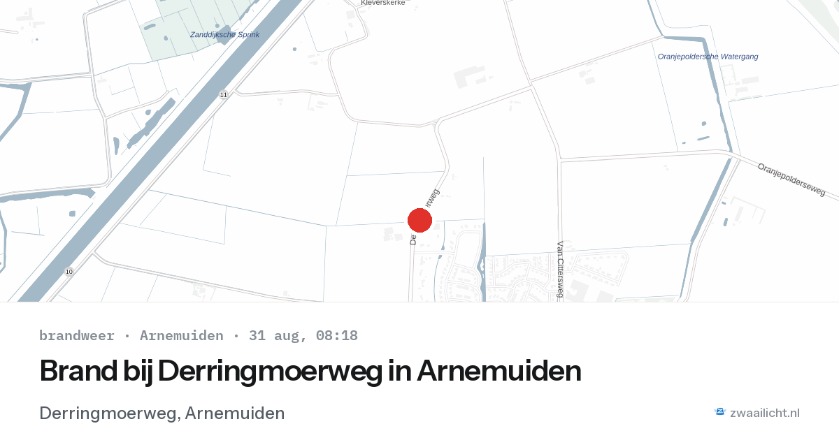 Brand bij Derringmoerweg in Arnemuiden — 31 aug 2026