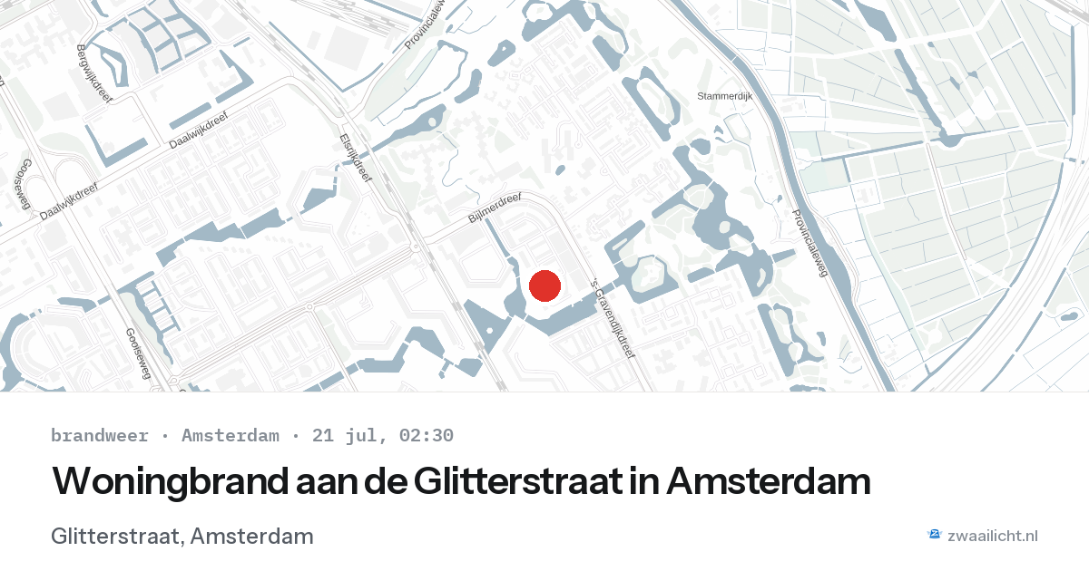 Woningbrand aan de Glitterstraat in Amsterdam — 21 jul 2026